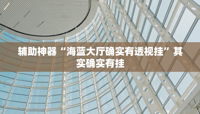 辅助神器“海蓝大厅确实有透视挂”其实确实有挂
