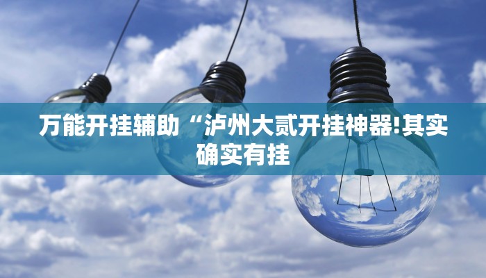 万能开挂辅助“泸州大贰开挂神器!其实确实有挂